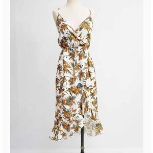 Surplus Dress Women size Small, Medium, Large Green Yellow Vneck Ruffle Dress